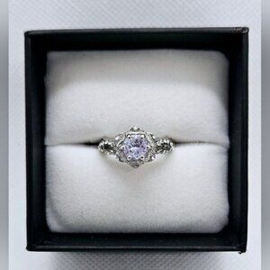 White Gold Tone Mosaic Diamond Anniversary / Engagement Ring NWT